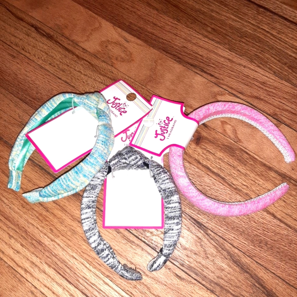 🇺🇲3pc Shimmering Headbands JUSTICE 4+ Years